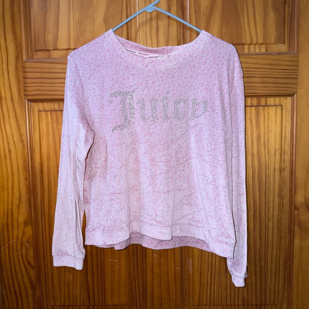 Juicy Couture Pink Leopard Print Crewneck Sleep Sweatshirt Size M